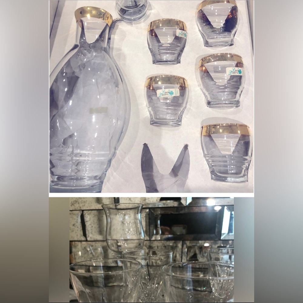 16 pieces of different Wine 🍷 glasses and shot glasses and wine bottle